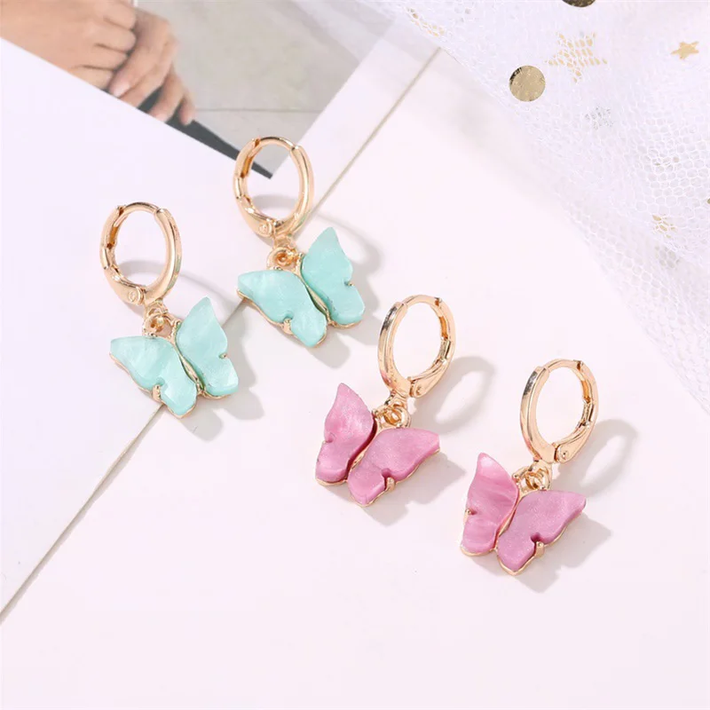 Модные маленькие золотые серьги кольца для женщин Красочные Акриловые в виде