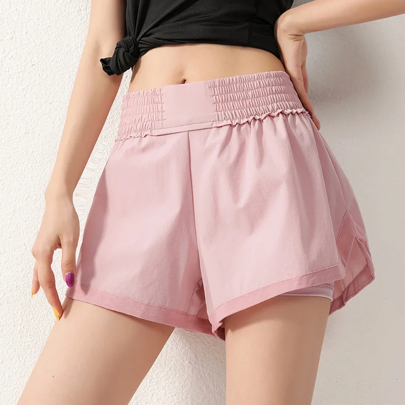 Женские спортивные шорты эластичные с высокой талией для йоги быстросохнущие