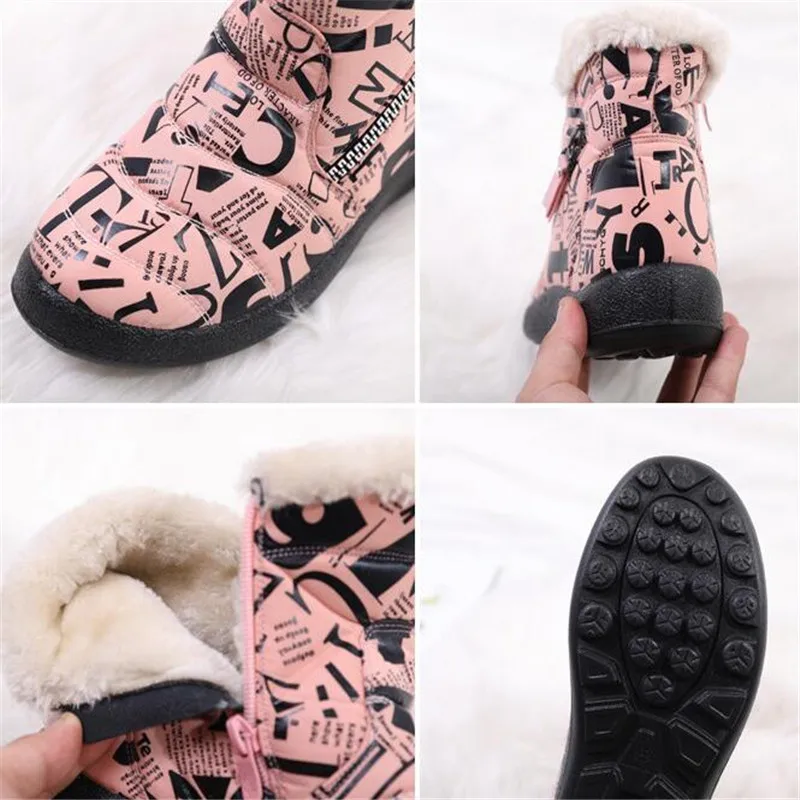 Новые женские зимние ботинки модные короткие с тиснеными буквами и боковой