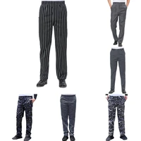 men women chef pant food service waiter kitchen chef pants striped elastic red peppers zebra pants hotel bakery work trousers