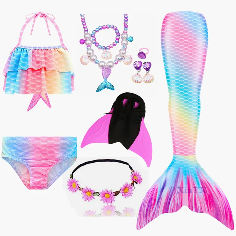 Детский купальник русалки купальный костюм с моноластами для девочек косплея |