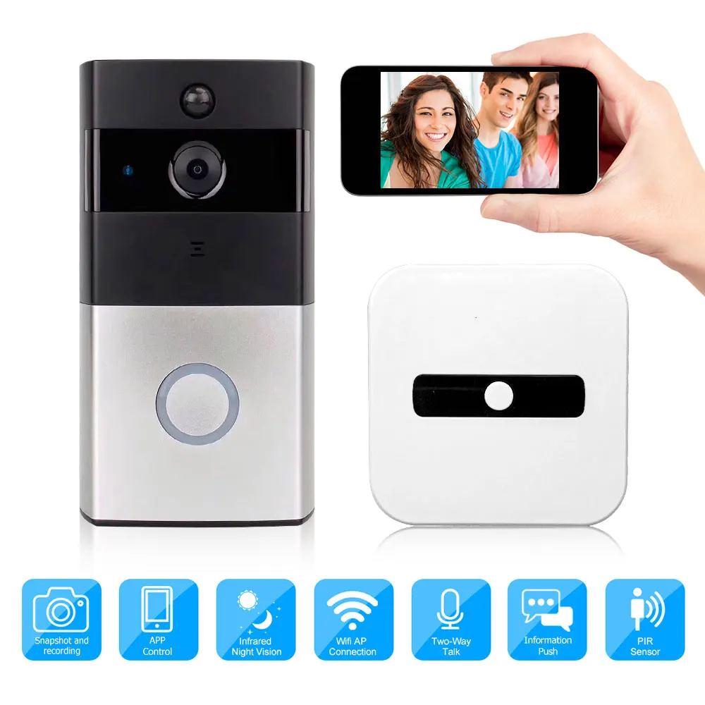 

Video Intercom For Home WiFi Wireless Smart Camera IP Monitor Night 720P Door bell Video Doorbell Two-Way Audio APP Control