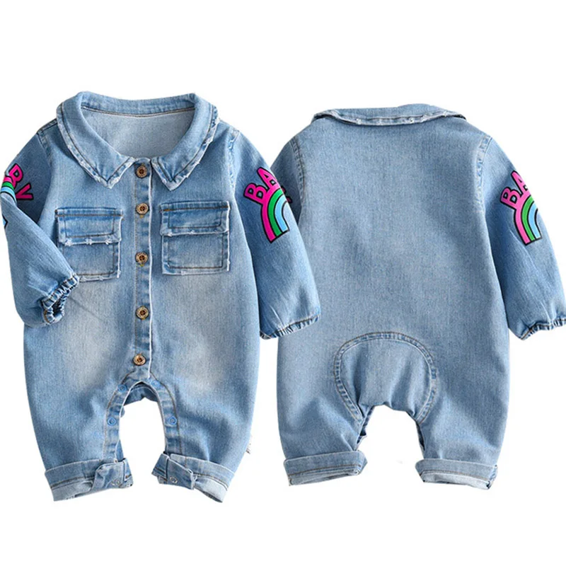 

Комбинезон детский джинсовый, голубой, для новорожденных