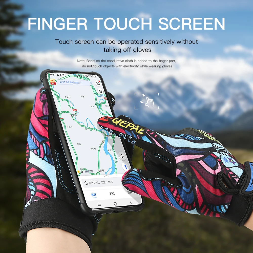 Wholesale Print Cycling Gloves Bike Bicycle Sports Full Finger Hiking Mesh GEL Winter Women | Спорт и развлечения