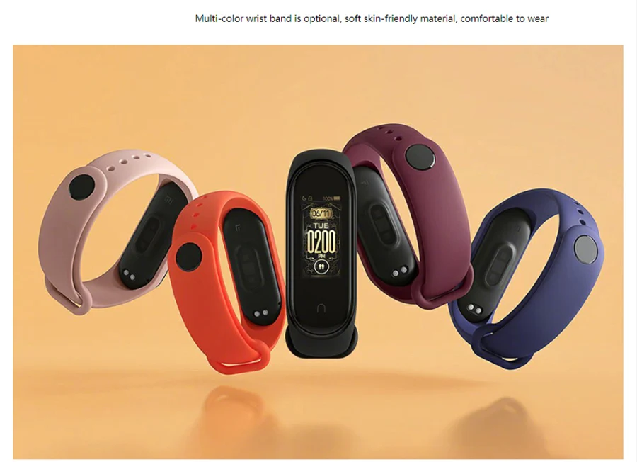 Xiaomi Mi-браслет 4 новейший Xiaomi Mi-браслет 4 браслет 3 цвета сердечный ритм фитнес 135 мАч цветной экран Bluetooth 5,0