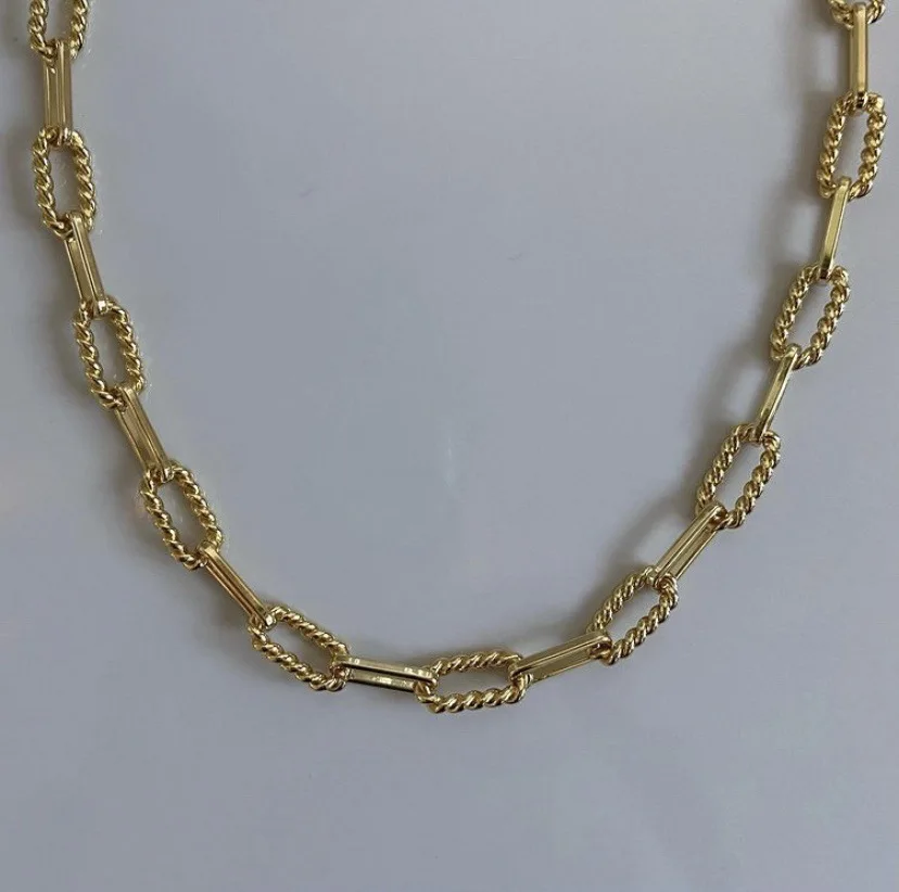 

Joolim High End Gold Finish Link Chain Choker Necklace Bracelet Trendy Jewelry