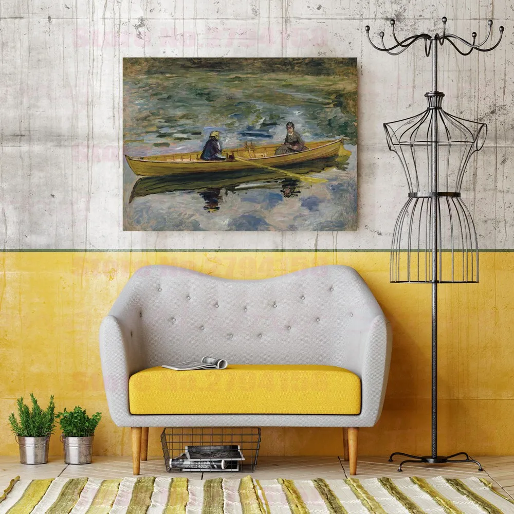 Рисунок на холсте Огюст Ренуар Реплика ловцов креветок возле камней Клода Моне с