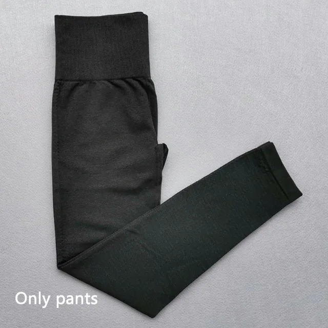Black pants Женский бесшовный комплект для йоги, одежда для фитнеса, спортивная одежда, женские леггинсы для спортзала, леггинсы с эффектом пуш-ап, укороченные рубашки, спортивные костюмы - Цвет: Black pants