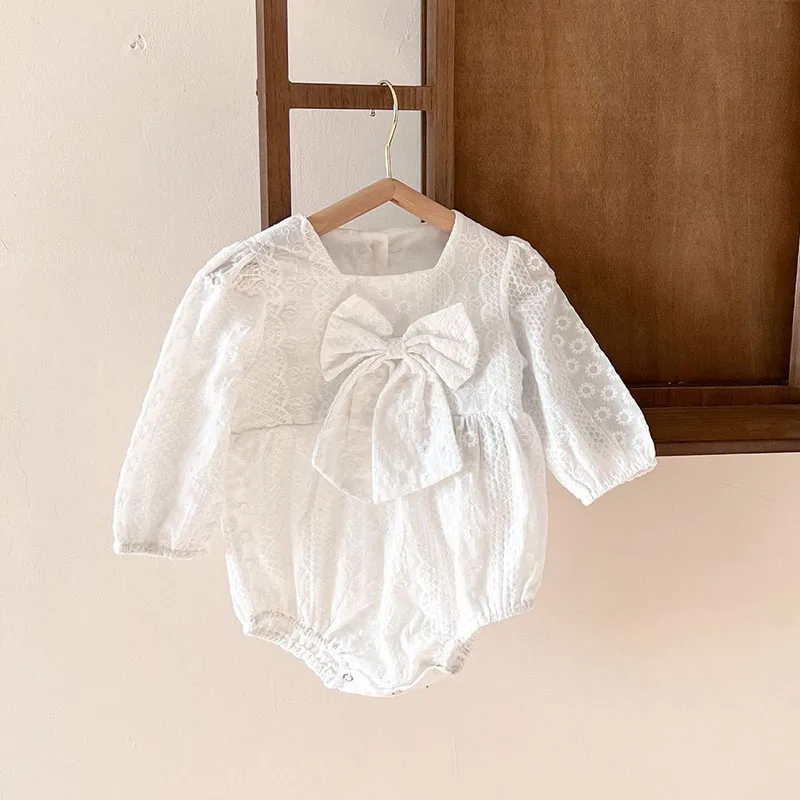 

Baby Girl Clothes Long Sleeve Romper Jumpsuits One-piece New Fashion Cotton Embroidered Big Bow Newborn Baby Girl Rompers 0-3Y