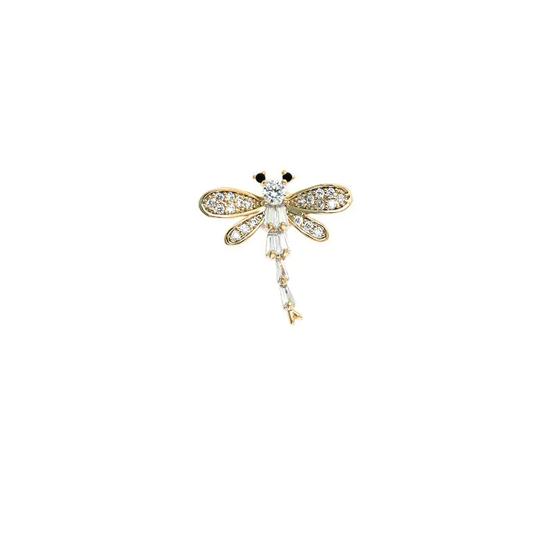

LIWO Zircon Crystal Dragonfly Brooches for Women Rhinestone Mini Insect Brooch Collar Lapel Pin Fashion Dress Suit Accessories