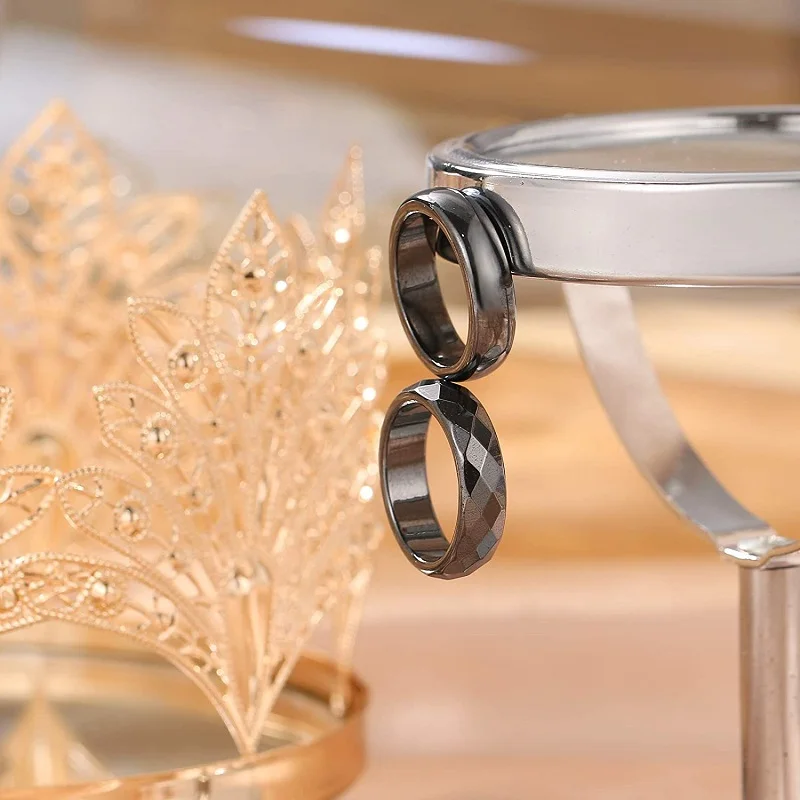 2021 Новинка Готический стиль Гематита пара кольцо для Для женщин мужские черные