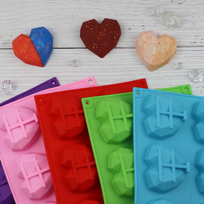 6 полости Алмазное сердце силиконовая форма для украшения торта инструменты