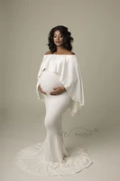 white maternity dresses for photoshoot elegant pregnant women long maternity clothes photography pregnancy dress maxi with cloak