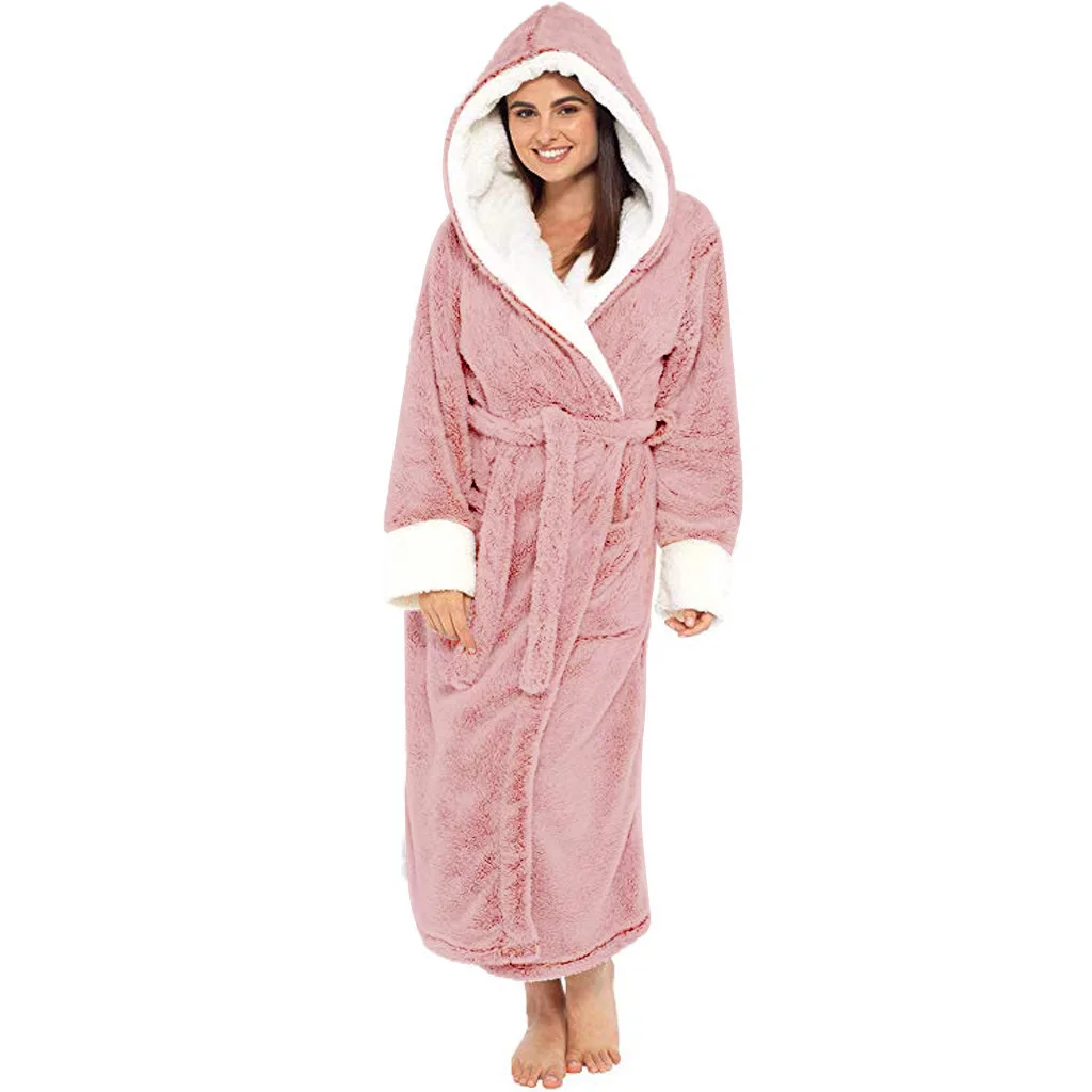 

Women's Long Bathrobe Nightgown with Belt Autumn and Winter