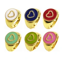 opening adjustable ring loving heart rings copper zircon drip paint color rings love round ring for women party jewelry