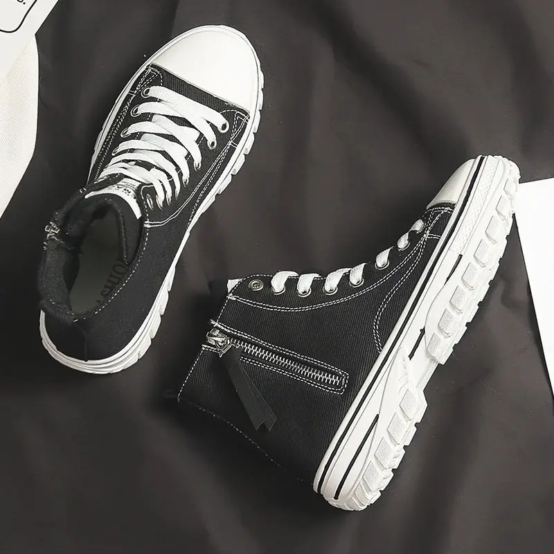 2022 Autumn New Style Women Casual Shoes Platform Sneakers PU Leather Shoes Woman High Top White Shoes Tenis Feminino  A1-204