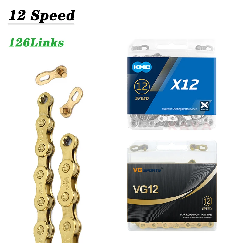 

KMC X12 12 Speed Bicycle Chain 126 Links VG Sports MTB Road Bike Chain for SRAM 12V Silver / Gold Cycling Equipment Accessories