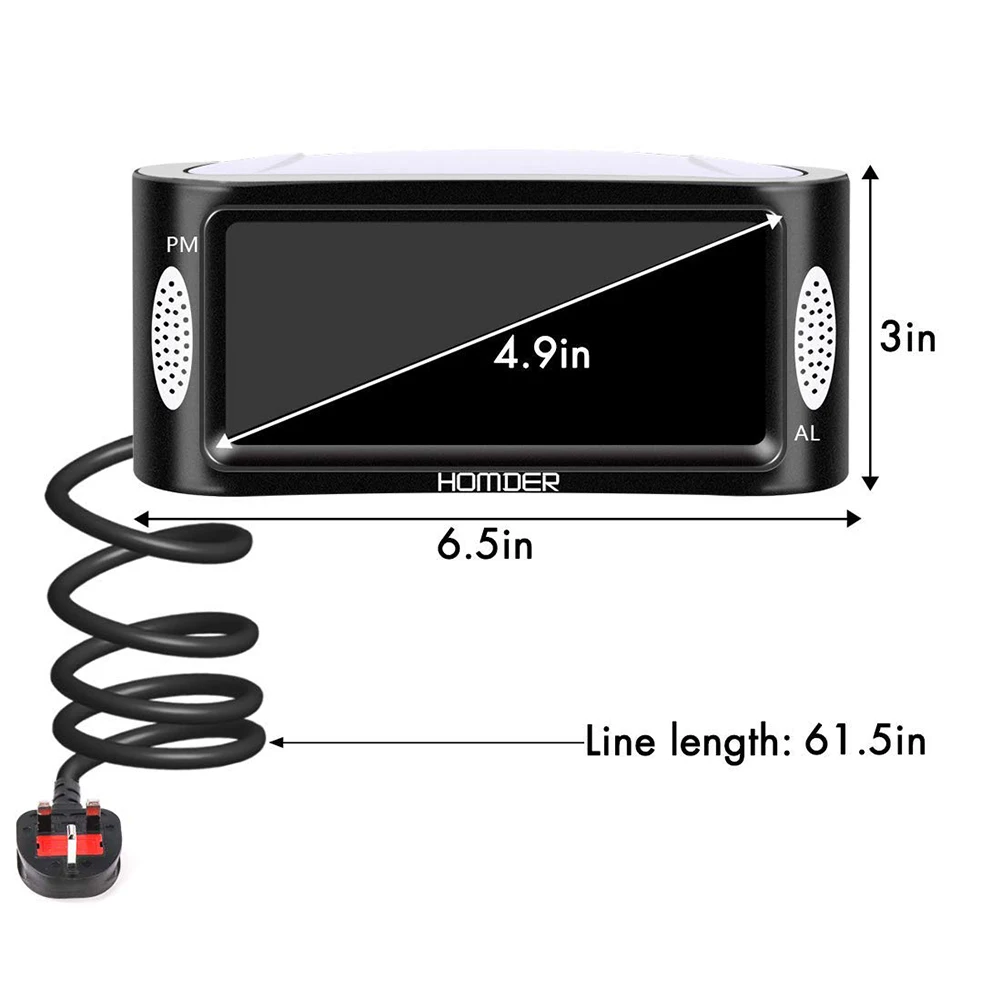 

4.9 Inch LED Digital Alarm Clock With Night Light Brightness Dimmable Bedroom Bedside Snooze Electronic Desk Clock EU/UK Plug
