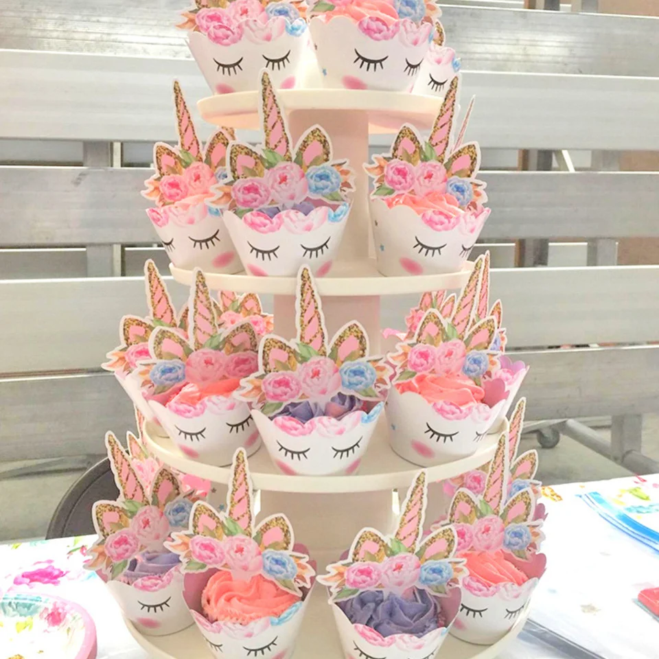 

12 шт., обертка для торта в виде единорога, 12 шт.