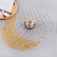 pvc hollow table mat heat insulation pad hot stamping vinyl placemat home dining table decoration