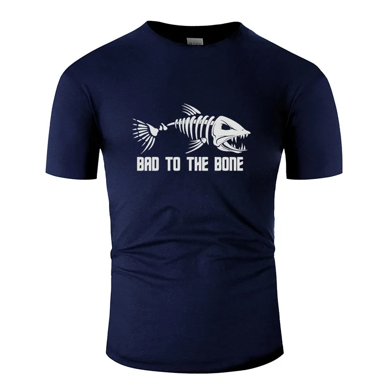 

Casual Bad To The Bone Fish Men T-Shirt Crew Neck Tshirt For Mens Short Sleeve Kawaii Pop Top Tee
