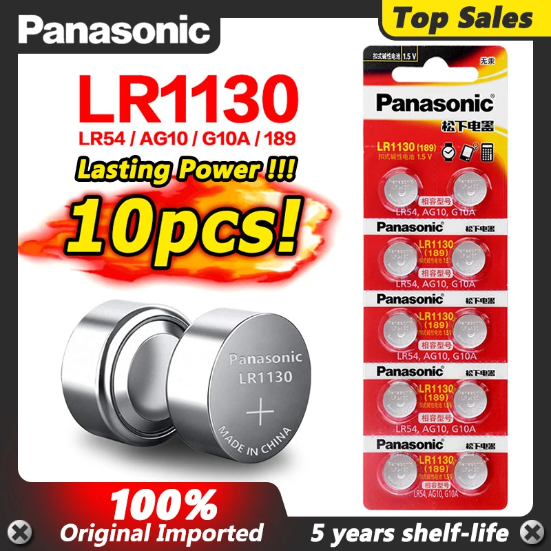 Panasonic 10 шт. 1 5 в Кнопочная батарея LR1154 357A SR44 100% оригинальные lr44 литиевые батареи