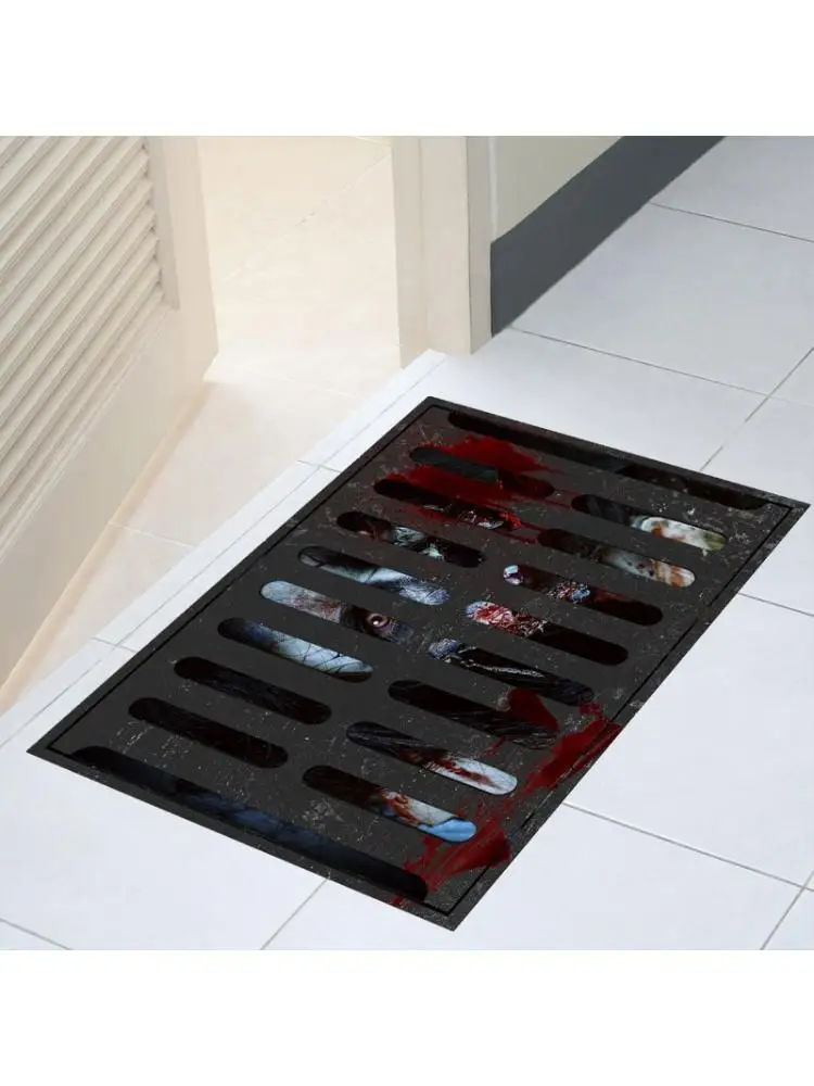 

6Pcs Halloween 3D Floor Stickers Horror Mural Scary Sewer Bloody Ghost Decals
