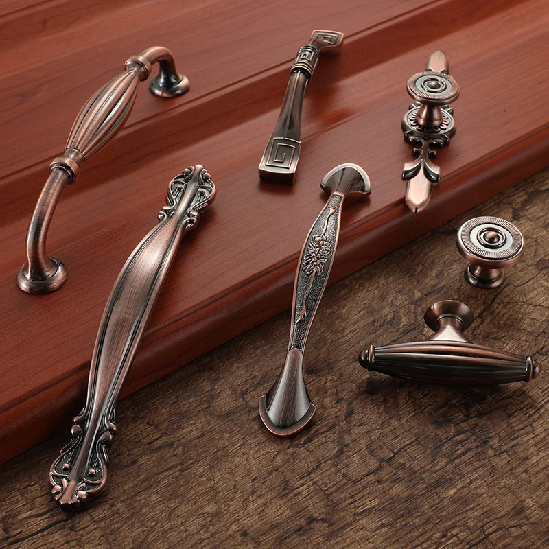 WV Классическая дверная ручка красная бронзовая дверь для кухонного шкафа