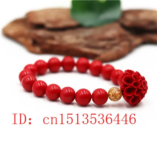 Китайские натуральные красные бриллианты 10 мм Цветочный Эластичный браслет