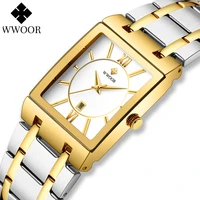 wwoor top brand luxury gold white watches men fashion square quartz waterproof wristwatch for men casual clock male reloj hombre