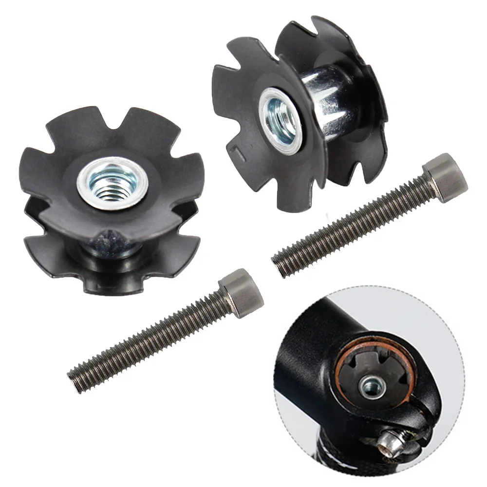 Front Fork Mount Core Mtb Steer Tube Headset Flanged Fastening Bolts Star Nuts For 1-1/8