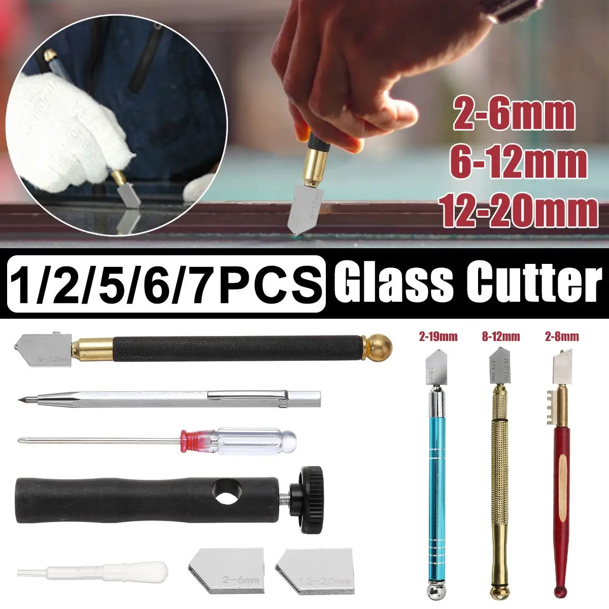 

1/2/5/6/7PCS Glass Cutter Line Pen Torque Rod Cutting Craft Glazing Blade