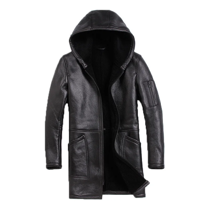 

Real Leather Fur Jacket Coat Men Sheep Shearing Winter Coat Men Korean Hooded Wool Jacket for Mens Clothing 2023 S-N-3 YY966