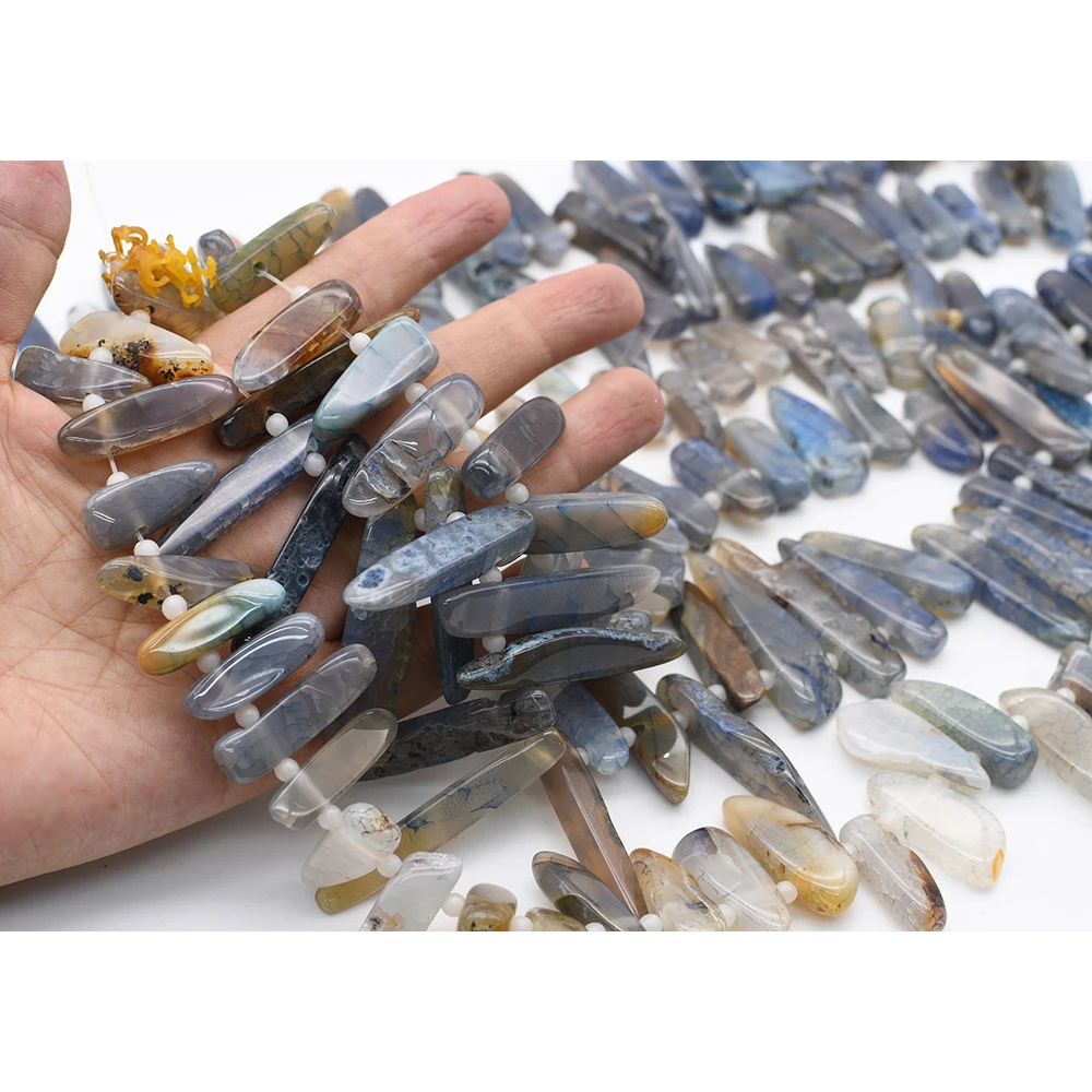 20-50mm Natural Ice crack pattern Ocean Agate Nugget Chip Loose Beads For DIY Bracelet Necklace Jewelry Making Strand 15