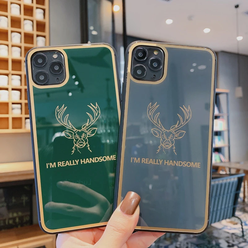 Роскошный стеклянный чехол для телефона с рисунком оленя iphone 11 Pro Max XR X XS MAX Модный