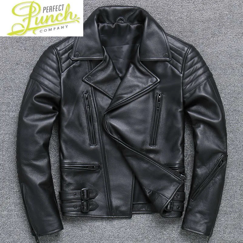 

Quality Cow High Men Slim Fit Motorcycle Biker Genuine Leather Jacket Plus Size 6XL Outerwear Coat pph937