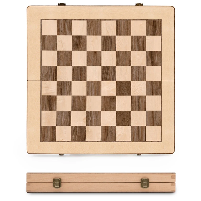 New Top Grade Refined Wooden Folding Large Chess Set Checkers Solid Wood Maple Chessboard Entertainment Board Game Children Gift | Спорт и