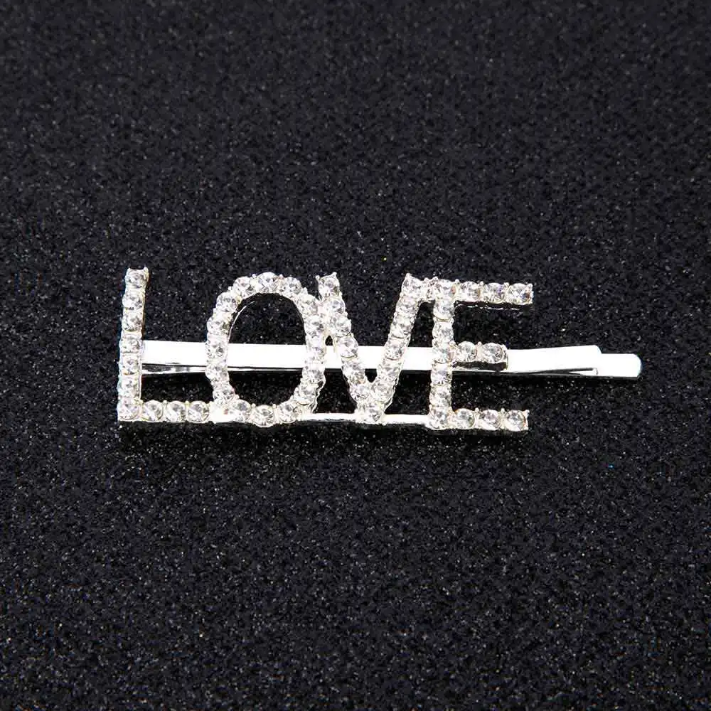 LOVE 1 шт. модная дверная ручка со стразами Блестящие буквы шпильки блестящие стразы заколки для волос женский инструмент для укладки заколки аксессуары для волос - Цвет: LOVE