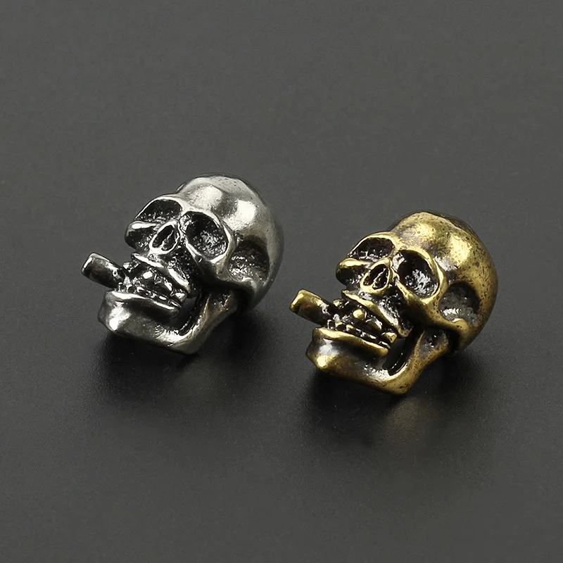 Панк латунный курительный череп нож с бусинами дымовой Череп Бусы на веревочке