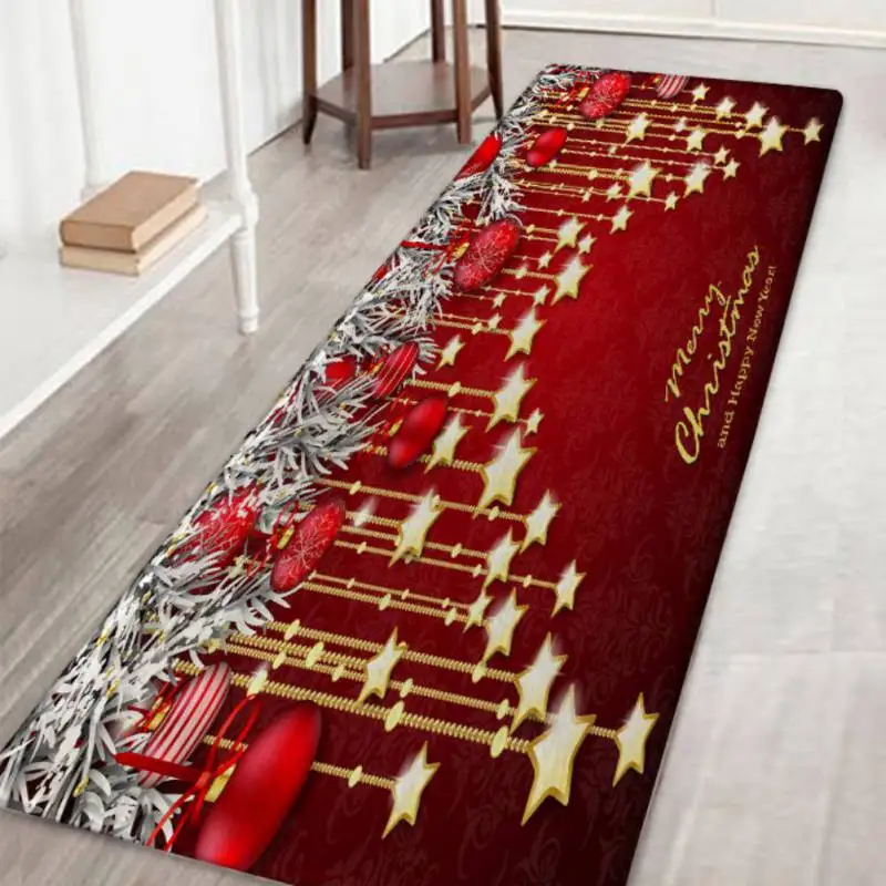 

Christmas Mats and Rugs Flannel Bathroom Floor Mat Fabric Non Slip Rubber Backing Absorbent Bath Rug Home Kitchen Floor Mat
