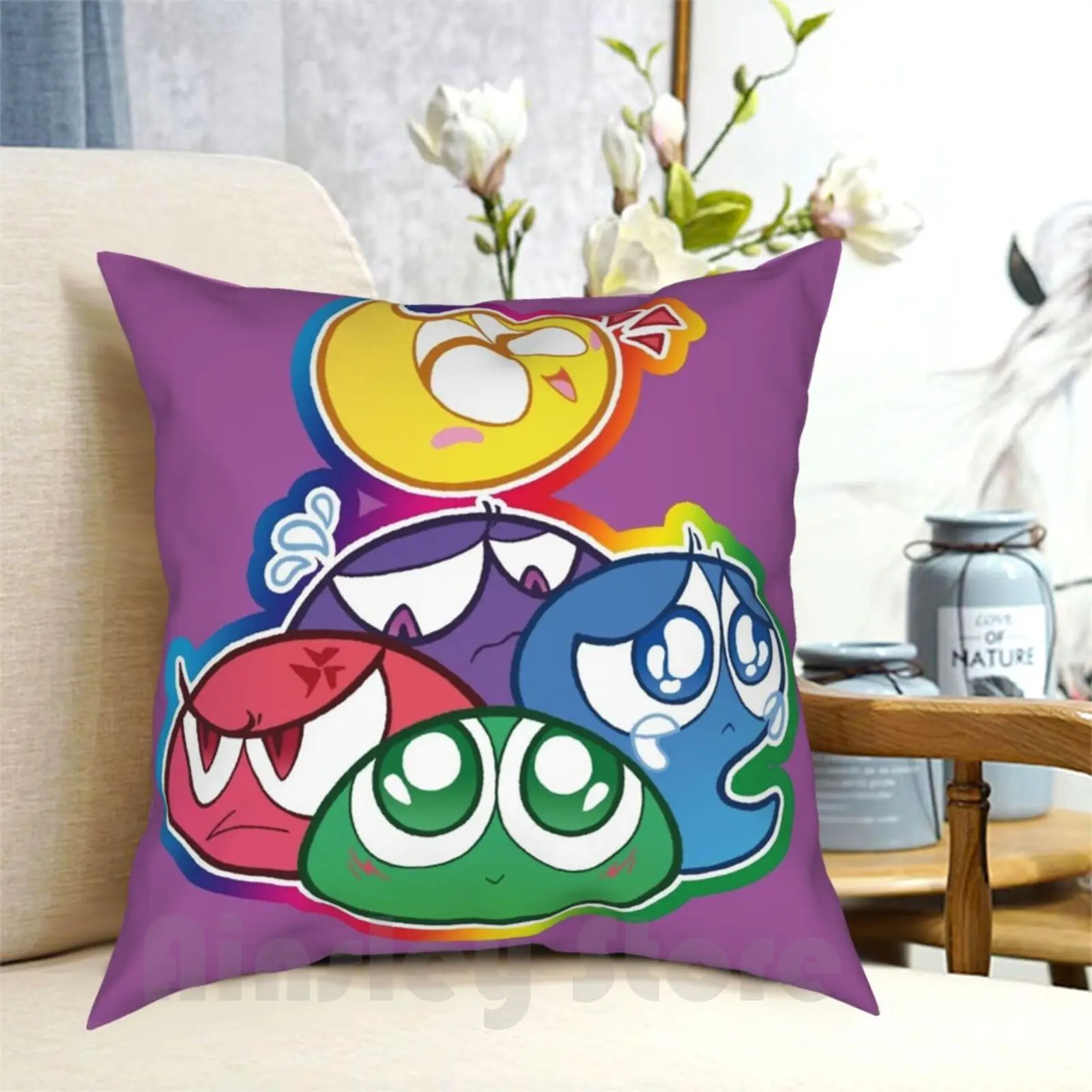 

Puyo Pop! Чехол-Подушка с рисунком для дома, мягкий чехол для телефона с рисунком в виде желе