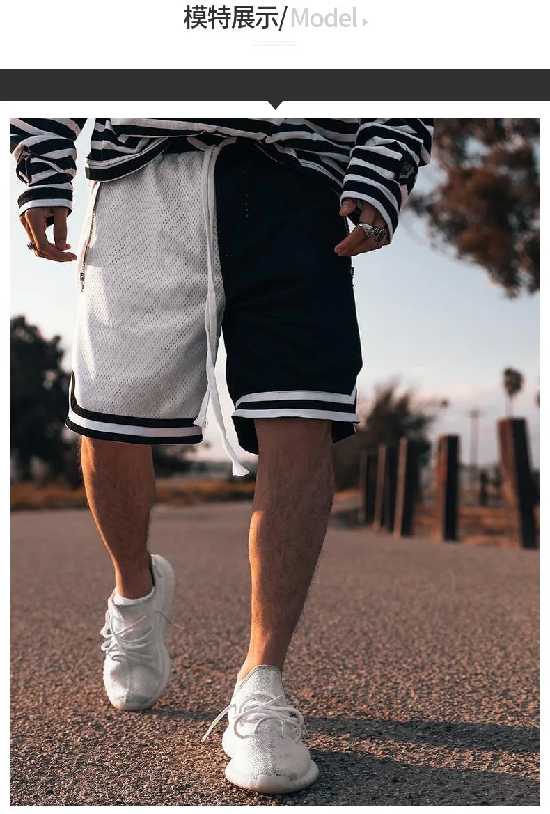 

European And American New Trend Hip-Hop Sports Shorts Men's Outdoor Quick-Drying Running Mesh Tooling Five-Point Pants