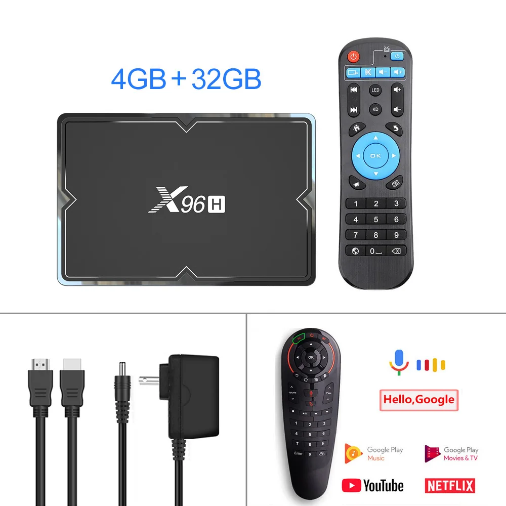 X96H-4G32G G30 RC X96H ТВ приставка Android 9,0 Смарт ТВ приставка 4 Гб ОЗУ 64 Гб четырехъядерный двойной Wifi Netflix Youtube Google Play Store 4K Android ТВ приставка - Цвет: X96H-4G32G G30 RC