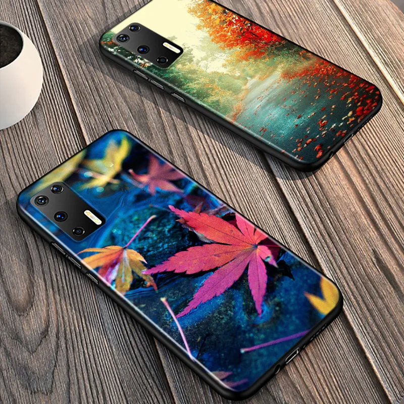 

Silicone Cover Autumn Maple Leaves For Huawei P40 P30 P20 Pro P10 P9 P8 Lite E Plus 2019 2017 Phone Case