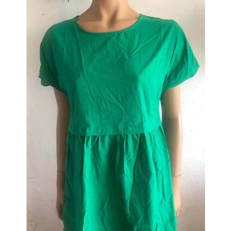

Linen Short Sleeve Dress Women Plus Size Summer Fashion New Loose Solid Color O-Neck Mini Dress Lugentolo