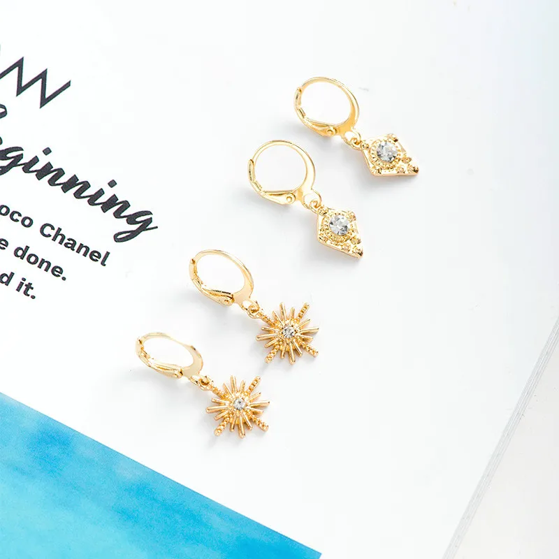 Горячая Распродажа модные ушные манжеты золотые звезды листья серьги клипсы для