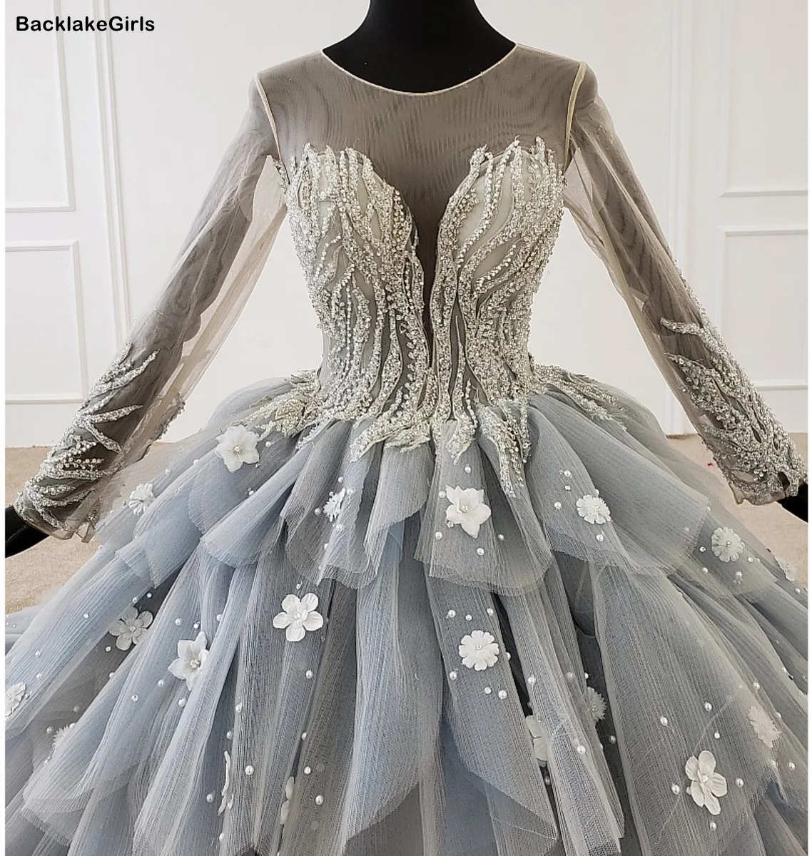 Elegant Long Sleeve Evening Dress Illusion O Neck Applique Crystal Lace Party Robe Longue Femme Soirée | Свадьбы и торжества