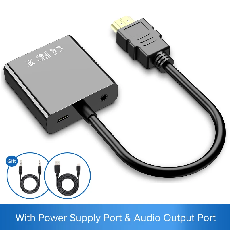Black-003 SUPTEC адаптер hdmi-vga конвертер 1080P HDMI цифровой аналоговый видео аудио кабель для ноутбука PS3 PS4 tv Box PC HD tv проектор - Цвет: Black-003