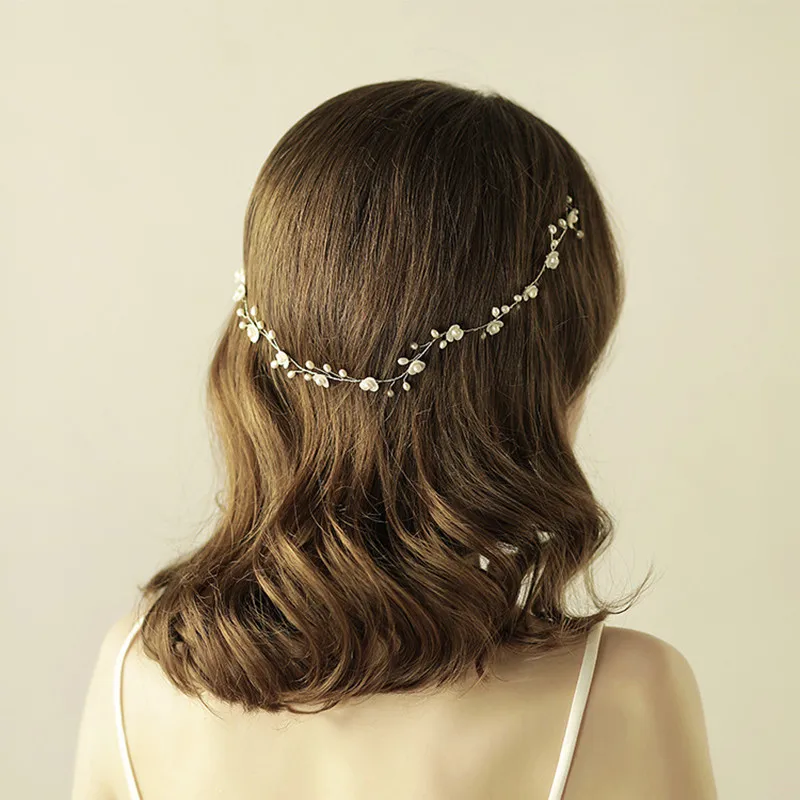 

MYFEIVO Freshwater Pearl Bridal Headband Bride Headgear Exquisite Shell Flower Wedding Dress Accessories HQ1399