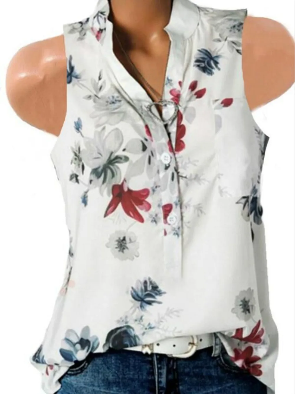 Женская модная летняя пикантная блузка без рукавов с V-образным вырезом